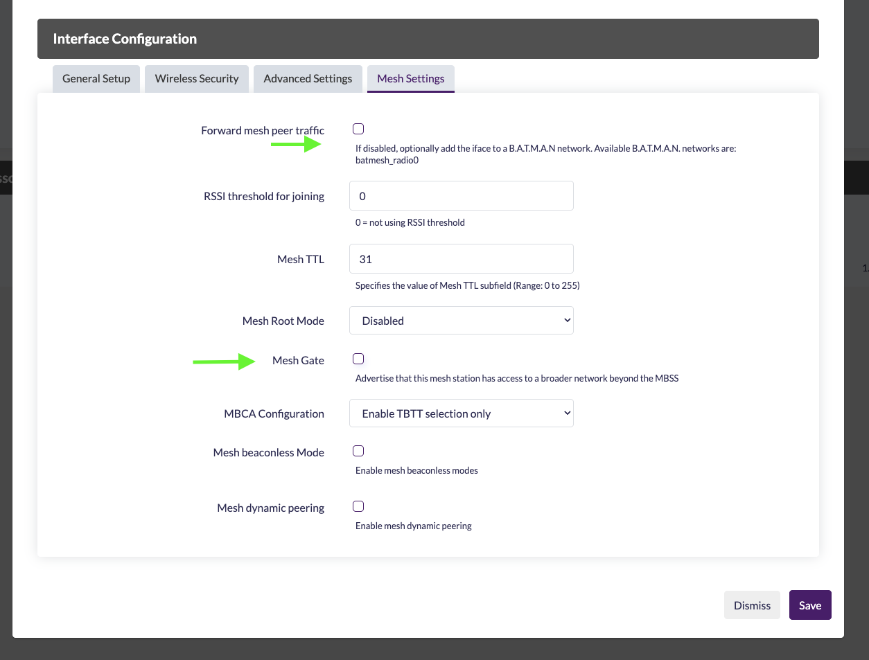 Configure Mesh Settings