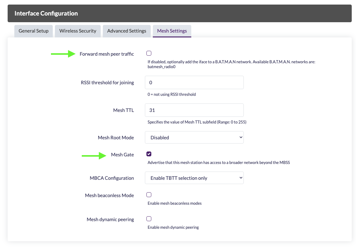 Configure Mesh Settings
